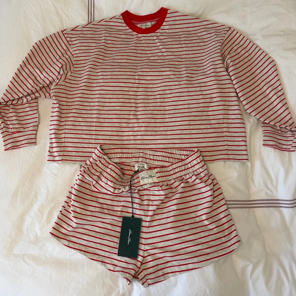 Sleeper Red Stripe Cotton Lounge Set - Sleeper - Picture 1 of 7